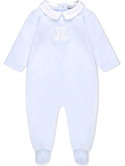Patachou Babies' Teddy Bear-embroidered Long-sleeve Pyjamas In Blue