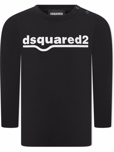 Dsquared2 Babies' Logo-print Long-sleeve T-shirt In Black