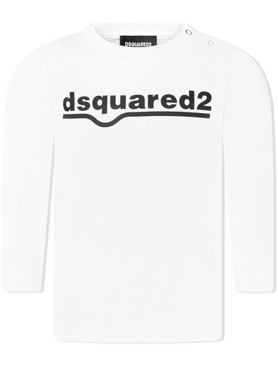 Dsquared2 Babies' Logo-print Long-sleeve T-shirt In White