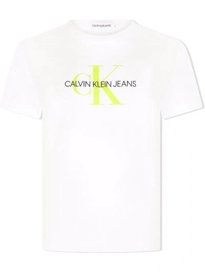 Calvin Klein Kids' Logo-print Organic Cotton T-shirt In White