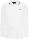 Emporio Armani Logo-print Long-sleeve Polo Shirt In White