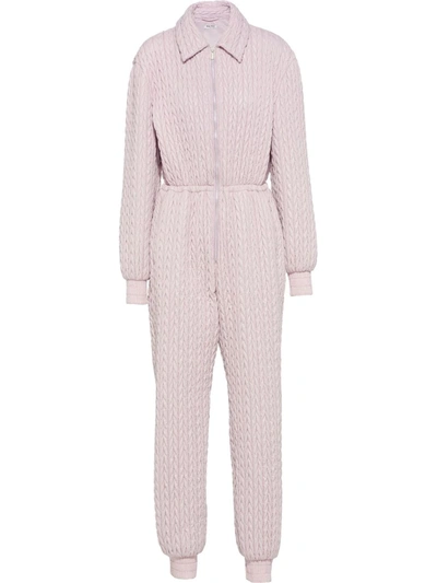 Miu Miu Long-sleeve Chevron Jumpsuit In Rosa