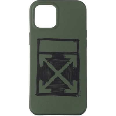 Off-white Iphone 12 Pro 箭头图案手机壳 In Green