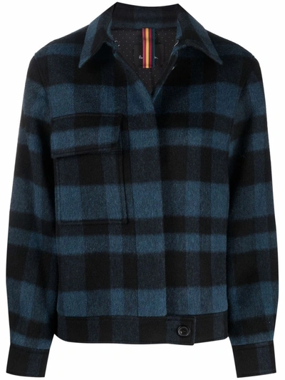 Ps By Paul Smith Check Bomber Jacket In Blue