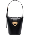 Ferragamo Trifolio Leather Shoulder Bag In Black