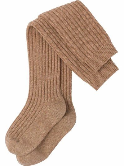 Miu Miu Wool-cashmere Over-the-knee Socks In Brown