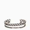 Saint Laurent Silver Gourmette Cuff Bracelet In Metal