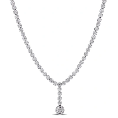 Amour 9 5/8 Ct Cubic Zirconia Lariat Necklace In Sterling Silver In White