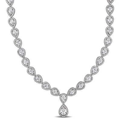 Amour Sterling Silver 38 Ct Cubic Zirconia Drop Necklace In White