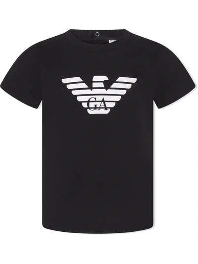 Emporio Armani Babies' Logo-print Cotton T-shirt In Black