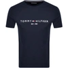 Tommy Hilfiger Logo-embroidered Cotton T-shirt In Navy