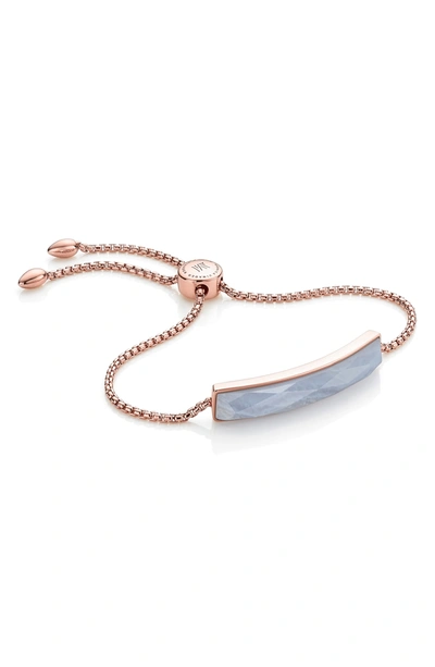 Monica Vinader Baja Skinny Bracelet In Rose Gold/ Blue Lace Agate