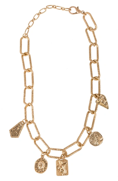 Saachi Matte Gold Charm Chain Necklace