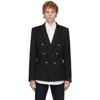 Balmain Black Wool Double-breasted Blazer In 0pa Noir