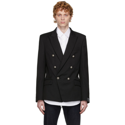 Balmain Black Wool Double-breasted Blazer