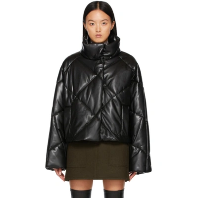 Stand Studio Aina Quilted Faux Leather Jacket In Black