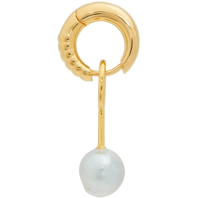 Maria Black Gold & Blue Houseparty Huggie Earring In Gold,perle