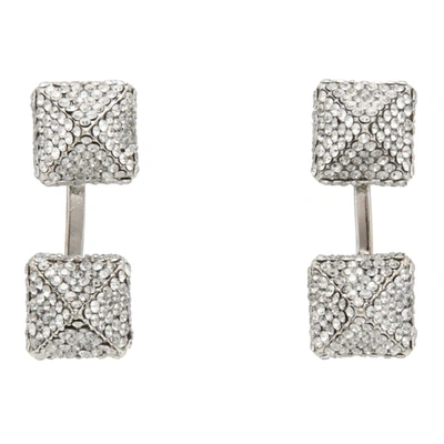 Valentino Garavani Silver Crystal Rockstud Earrings In Rodio & Crystal Silver Shade