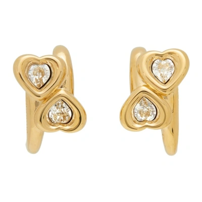 Jiwinaia Swarovski Crystal Heart Earrings In Gold