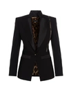 Dolce & Gabbana Mixed-media Logo Tape Tuxedo Jacket In Black