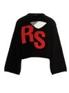 Raf Simons Loose Fit Cropped Wool Jacquard Sweater In Black