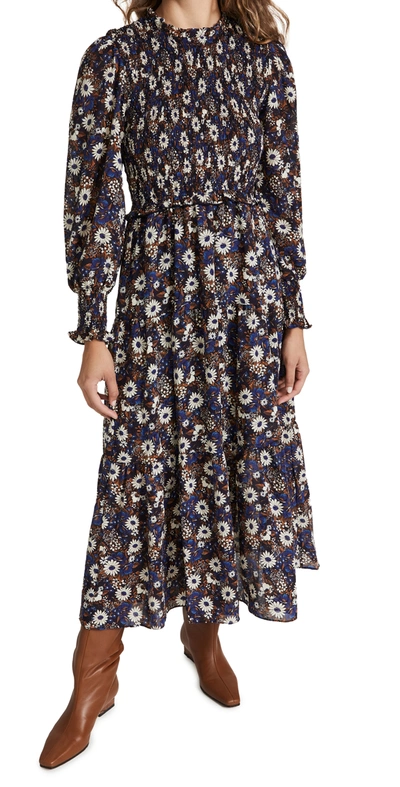 Moon River Floral Dress In Navy Multi