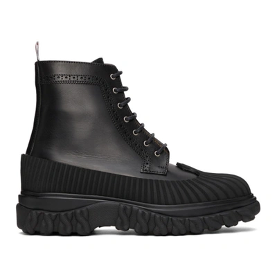 Thom Browne Black Longwing Duck Lace-up Boots