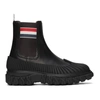 THOM BROWNE BLACK RWB STRIPE DUCK CHELSEA BOOTS