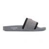 Thom Browne Tricolour-stripe Wool-twill And Rubber Slides In 035 Med Grey