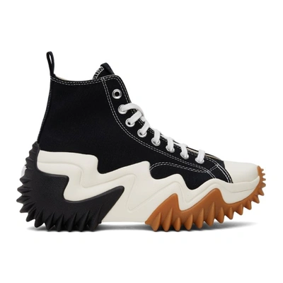Converse Black Color Run Star Motion High-top Sneakers In Black White