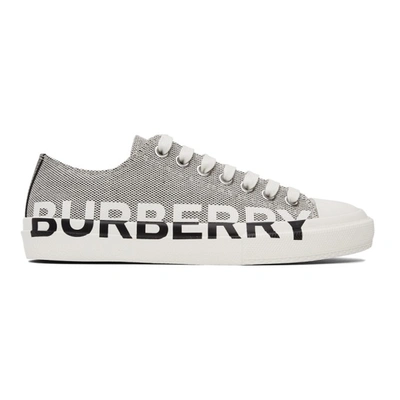 Burberry Black & White Logo Print Sneakers In Black/white