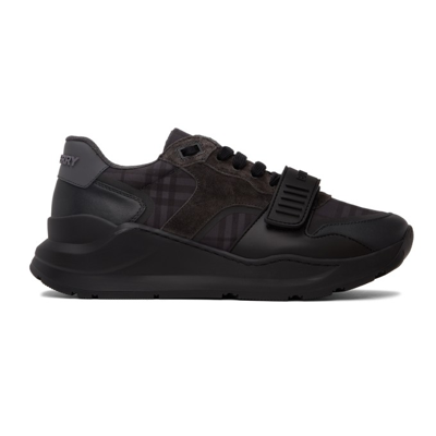 Burberry Ramsey Check Low-top Trainers In Dark Charcoal