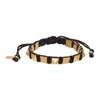 VALENTINO GARAVANI BLACK WAXED COTTON ROCKSTUD BRACELET