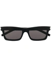 Saint Laurent True Black Tinted Square-frame Sunglasses In Black