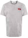 Comme Des Garçons Double Heart Appliquéd T-shirt In Grey