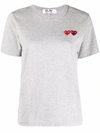 Comme Des Garçons Double Heart Appliquéd T-shirt In Grey