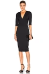 VICTORIA BECKHAM VICTORIA BECKHAM MICROBRUSH SHORT SLEEVE FITTED DRESS IN BLACK,DRS FIT 100 MAW16