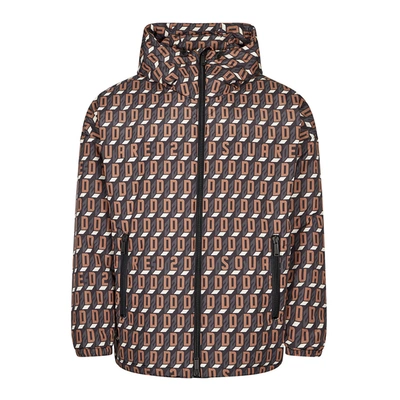 Dsquared2 Mens Brown All-over Logo Print Windbreaker In Green