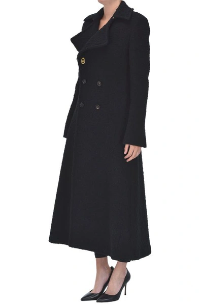 Bottega Veneta Bouclè Double-breasted Long Coat In Black