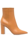 GIANVITO ROSSI BROWN PIPER 85 ANKLE BOOTS