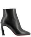 Christian Louboutin So Eleonor Leather Red Sole Booties In Black  