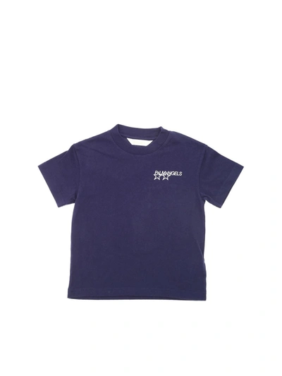 Palm Angels Kids' T-shirt Blu Navy In Jersey Di Cotone In Blue