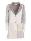 LE TRICOT PERUGIA LAPELS JACKET IN GREY WHITE AND BEIGE