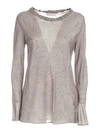 LE TRICOT PERUGIA CASHMERE PRINTED BLOUSE IN GREY