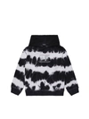 Diesel Teen Tie-dye Print Cotton Hoodie In Black