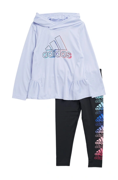 Adidas Originals Kids' Hooded Long Sleeve Top & Leggings Set In Violet Tone
