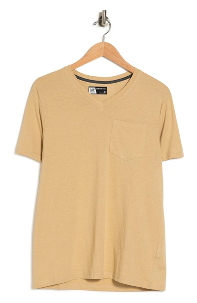 X-ray Patch Pocket V-neck T-shirt In Khaki