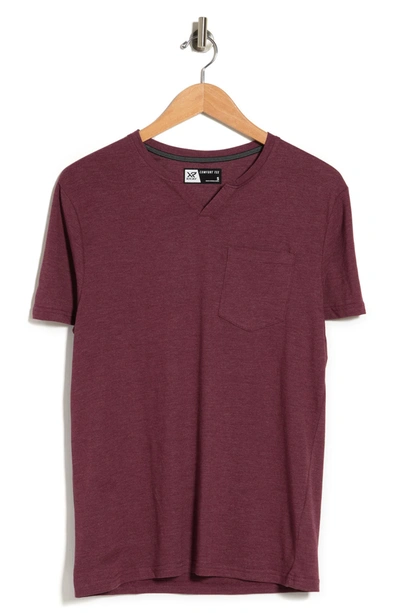 X-ray Notch Neck Pocket T-shirt In Burgundy