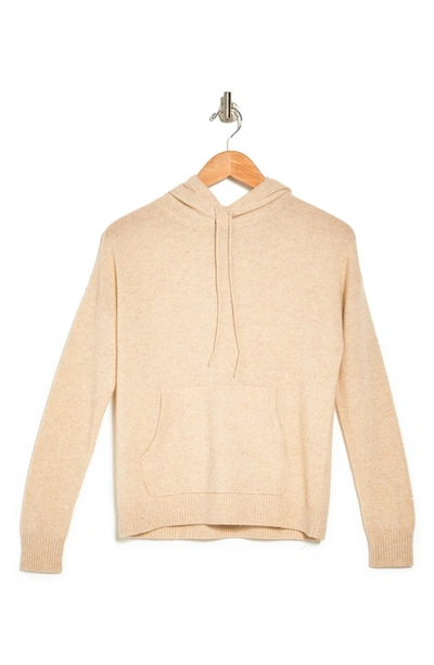 Amicale Cashmere Jersey Pullover Hoodie In Oatmeal