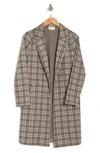 Melloday Soft Knit Topper Coat In Brown/ Black Plaid